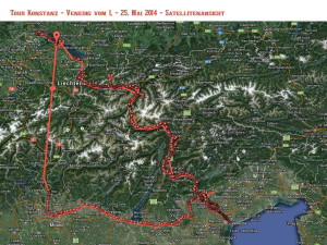 Satellitenansicht Karte Tour Konstanz - Venedig 
