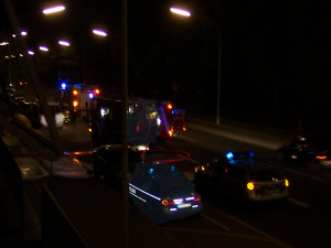 Feuerwehreinsatz mit Polizei nachts in Konstanz, Symbolbild