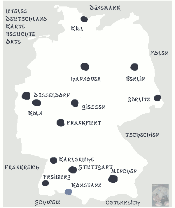 uteles Deutschlandkarte mit besuchten Orten
