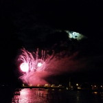Seenachtsfest am Rhein Feuerwerk 2014 mit Mond